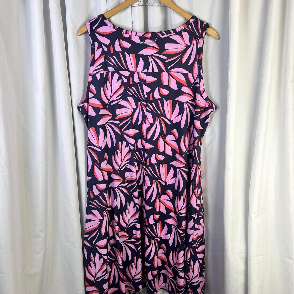 Women's Columbia Chili River Omni-Wick SPF 50 Pink Navy Leaf Dress XXL Pockets - Picture 9 of 9